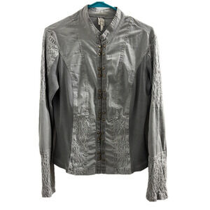 XCVI Greenish/Grey lace embellished Button-Up Jacket Size Large